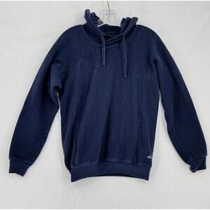 Alo Womens Blue Sherpa Cotton Blend Pullover Hoodie Sweatshirt Sz S